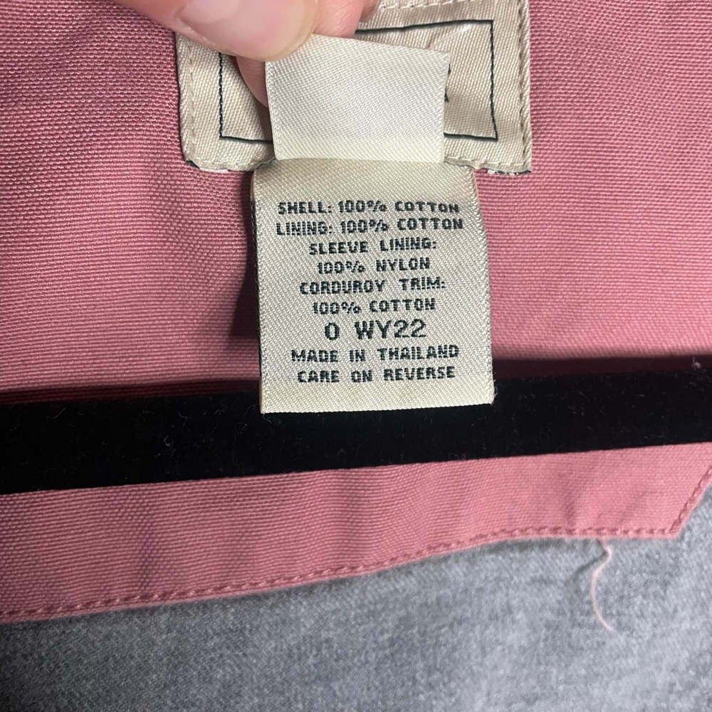 LL Bean Womens Barn Coat Flannel Lined XL Pink Brown Corduroy Trim Chore Field - Picture 7 of 9